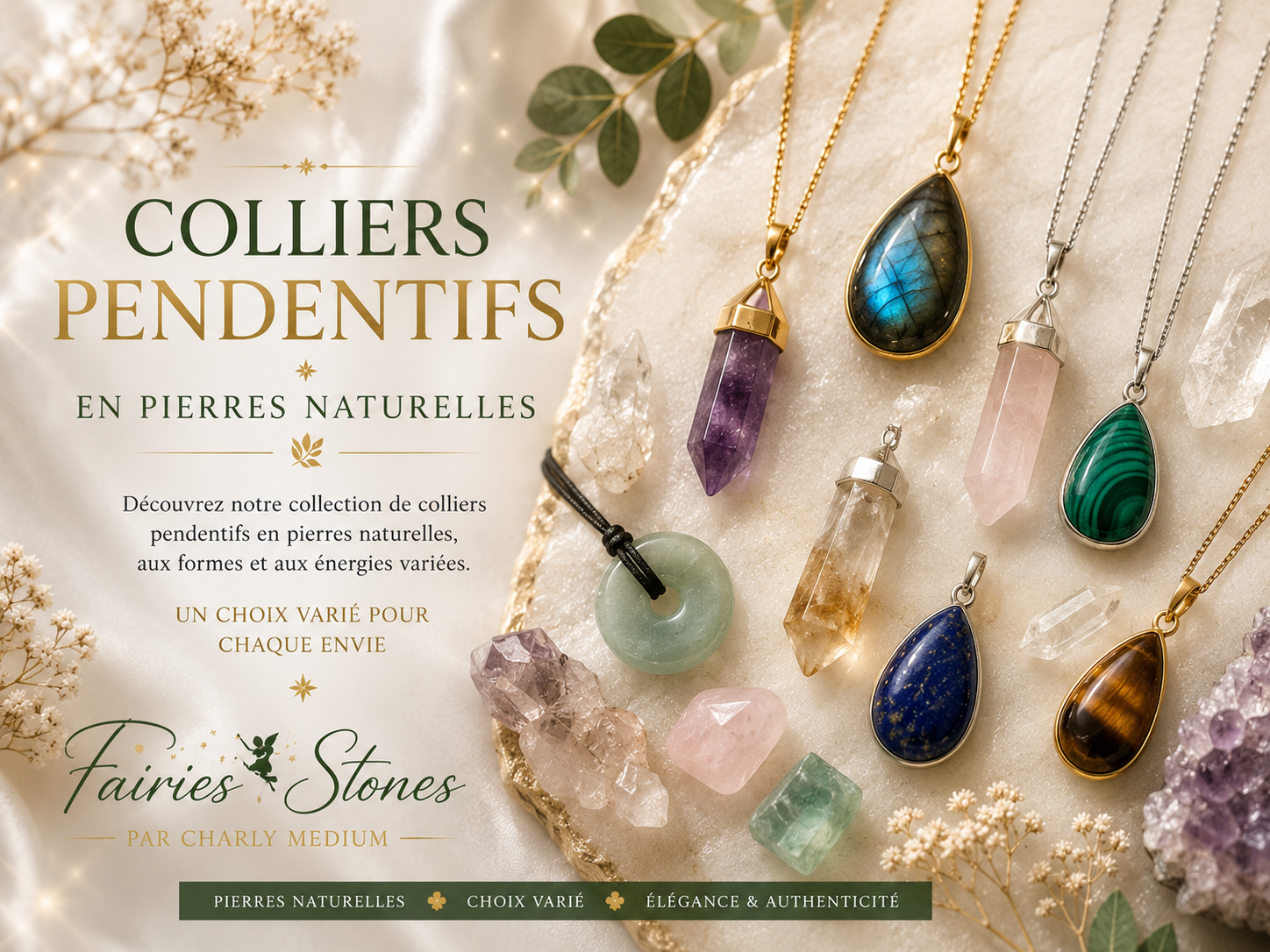 Collier Pendentif en Pierres naturelles